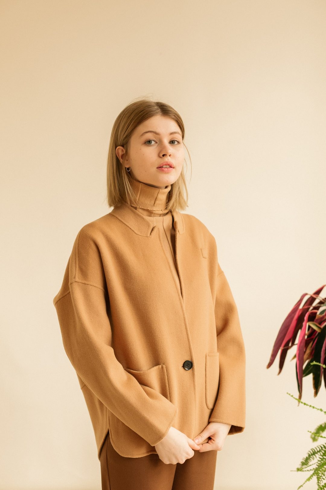 fashion shooting in studio professional model new autumn fashion trend collection